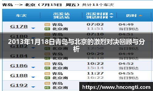 2013年1月18日青岛与北京的激烈对决回顾与分析